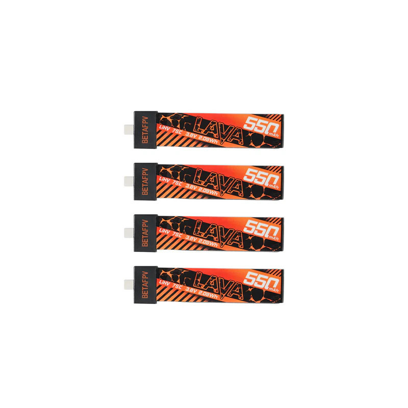 BETAFPV LAVA 1S 550mAh 75C Battery 4-Pack for Meteor75/Cetus Pro/Cetus X