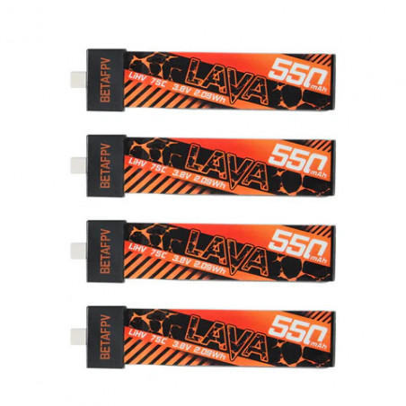 BETAFPV LAVA 1S 550mAh 75C Battery 4-Pack for Meteor75/Cetus Pro/Cetus X
