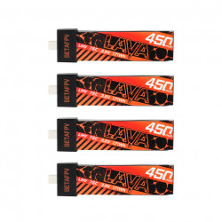 BETAFPV LAVA 1S 450mAh 75C Battery 4-Pack for Meteor75/Cetus Pro/Cetus X