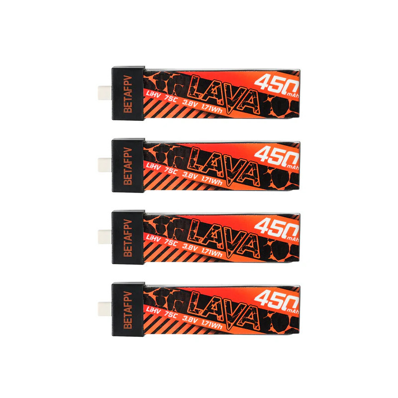 BETAFPV LAVA 1S 450mAh 75C Battery 4-Pack for Meteor75/Cetus Pro/Cetus X